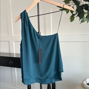 Revolve Teal One-Shoulder Top